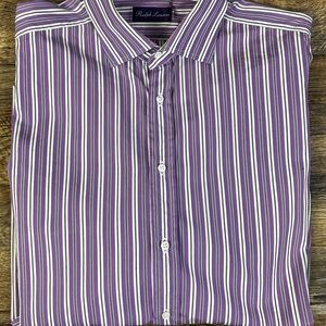 Ralph Lauren Purple and White Casual Button Down Shirt